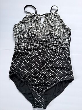 Dreamsuits Size 14 Black White Polka Dot One-Piece Swimsuit Power Lining